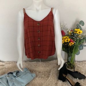 5/$25 DEAL!Burnt orange/ red faux button up blouse